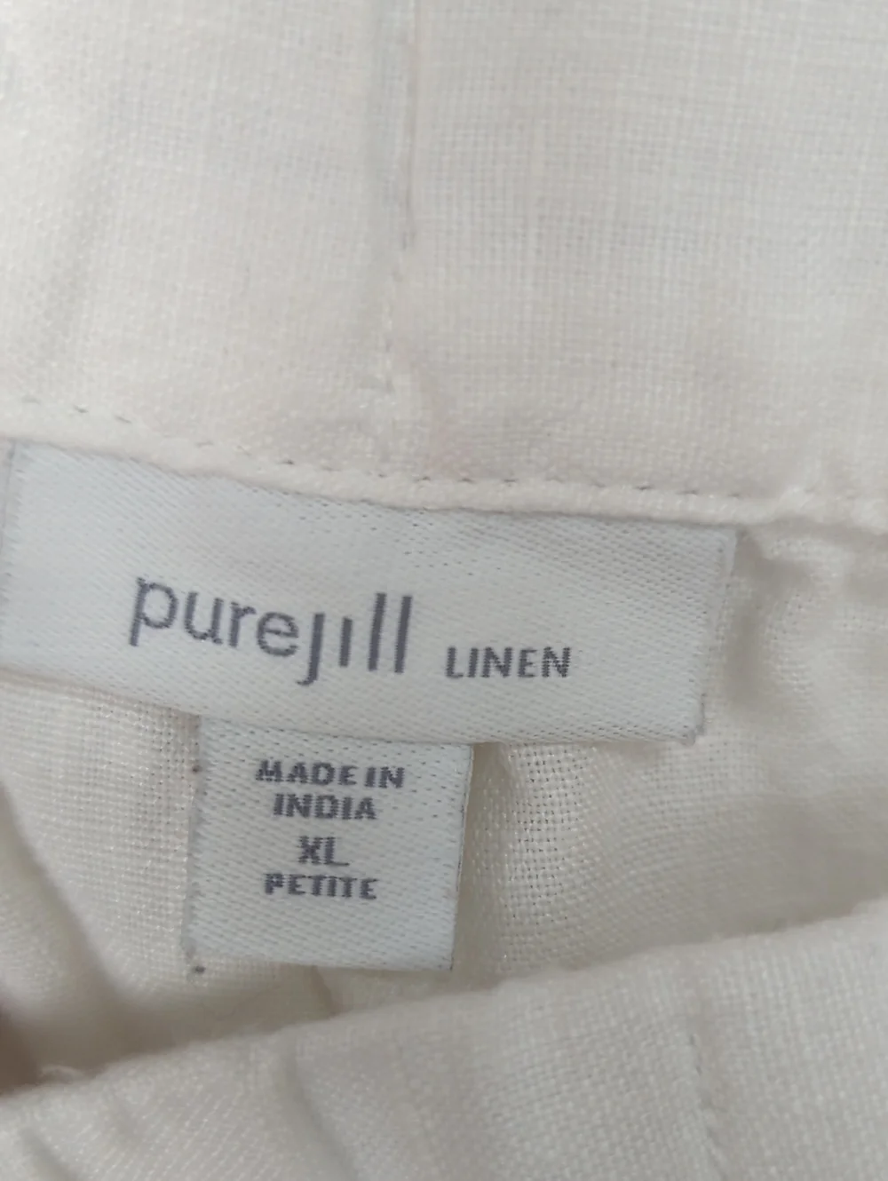 Pure Jill‎ By J. Jill Size XL White 100% Linen Elastic Waist Crop Pants